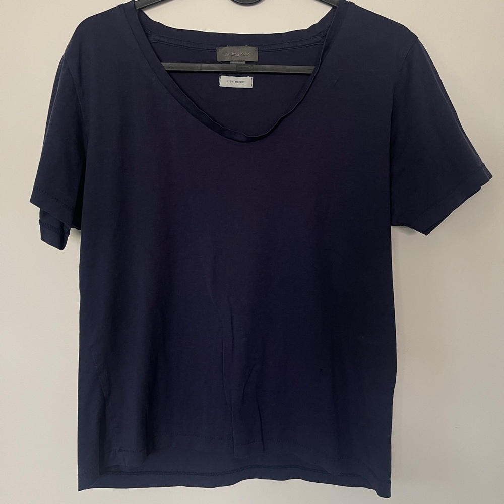 Acne Jeans Navy Blue Short Sleeve T-Shirt